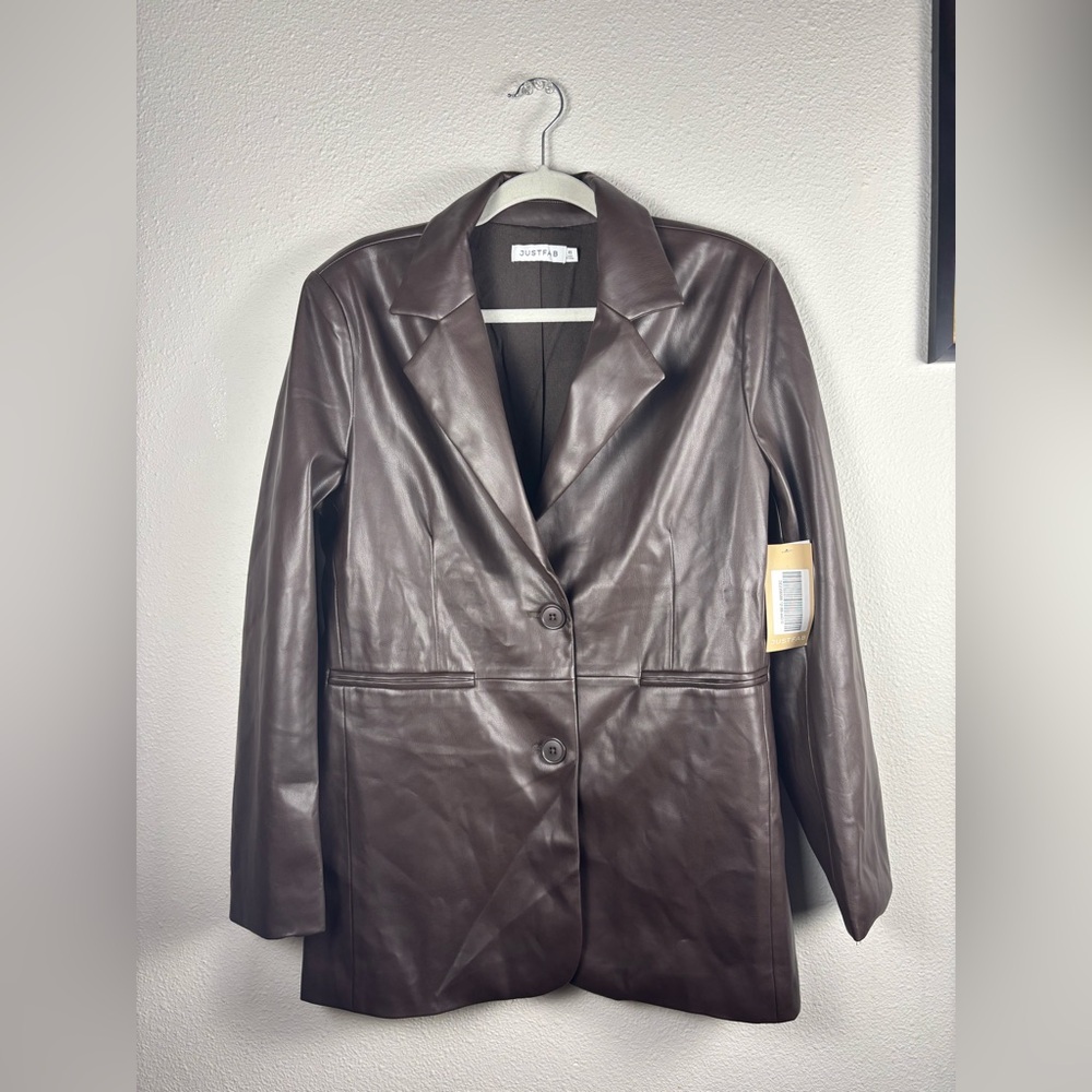 JustFab Women's Chocolate Faux Leather Jacket